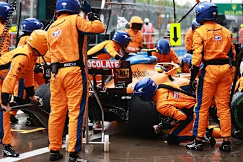 BUDAPEST, HUNGARY - AUGUST 01: Lando Norris of Great Britain driving the (4) McLaren F1 Team MCL35M