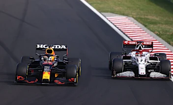 BUDAPEST, HUNGARY - AUGUST 01: Max Verstappen of the Netherlands driving the (33) Red Bull Racing