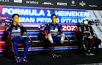 MONZA, ITALY - SEPTEMBER 12: Race winner Daniel Ricciardo of Australia and McLaren F1, second