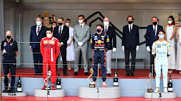 MONTE-CARLO, MONACO - MAY 23: Race winner Max Verstappen of Netherlands and Red Bull Racing, second