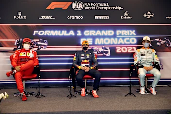 MONTE-CARLO, MONACO - MAY 23: Race winner Max Verstappen of Netherlands and Red Bull Racing, second