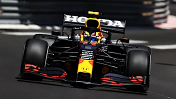 MONTE-CARLO, MONACO - MAY 20: Sergio Perez of Mexico driving the (11) Red Bull Racing RB16B Honda
