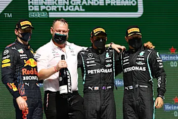 PORTIMAO, PORTUGAL - MAY 02: Race winner Lewis Hamilton of Great Britain and Mercedes GP, Mercedes