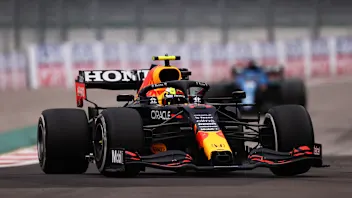 SOCHI, RUSSIA - SEPTEMBER 26: Sergio Perez of Mexico driving the (11) Red Bull Racing RB16B Honda