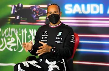 JEDDAH, SAUDI ARABIA - DECEMBER 02: Lewis Hamilton of Great Britain and Mercedes GP talks in the