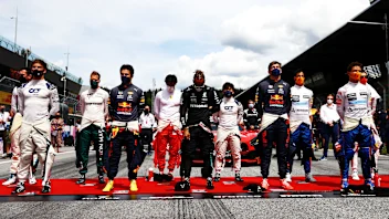 SPIELBERG, AUSTRIA - JUNE 27: Pierre Gasly of France and Scuderia AlphaTauri, Sebastian Vettel of