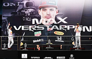 ISTANBUL, TURKEY - OCTOBER 10: Second placed Max Verstappen of Netherlands and Red Bull Racing and