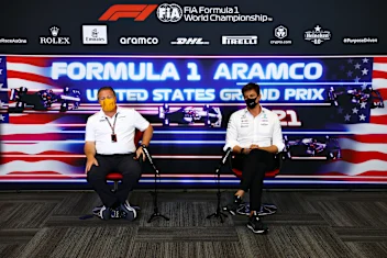 AUSTIN, TEXAS - OCTOBER 22: McLaren Chief Executive Officer Zak Brown and Mercedes GP Executive