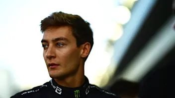 ABU DHABI, UNITED ARAB EMIRATES - NOVEMBER 17: George Russell of Great Britain and Mercedes looks