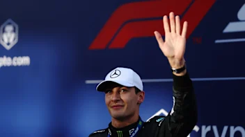 SAO PAULO, BRAZIL - NOVEMBER 12: Sprint winner George Russell of Great Britain and Mercedes