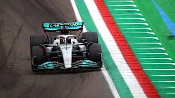 IMOLA, ITALY - APRIL 22: George Russell of Great Britain driving the (63) Mercedes AMG Petronas F1