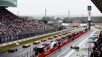 SUZUKA, JAPAN - OCTOBER 09: A rear view of the start during the F1 Grand Prix of Japan at Suzuka