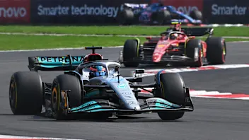 MEXICO CITY, MEXICO - OCTOBER 30: George Russell of Great Britain driving the (63) Mercedes AMG
