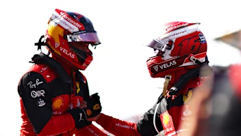 MIAMI, FLORIDA - MAY 07: Pole position qualifier Charles Leclerc of Monaco and Ferrari and Second