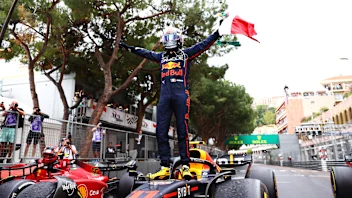MONTE-CARLO, MONACO - MAY 29: Race winner Sergio Perez of Mexico and Oracle Red Bull Racing
