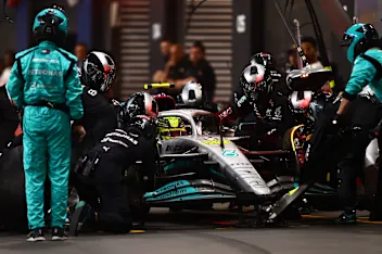 JEDDAH, SAUDI ARABIA - MARCH 27: Lewis Hamilton of Great Britain driving the (44) Mercedes AMG