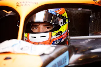 AUSTIN, TEXAS - OCTOBER 21: Alex Palou of Spain and McLaren prepares to drive in the garage during