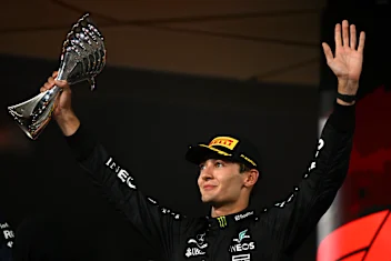 ABU DHABI, UNITED ARAB EMIRATES - NOVEMBER 26: Third placed George Russell of Great Britain and