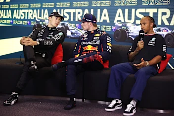MELBOURNE, AUSTRALIA - APRIL 01: Pole position qualifier Max Verstappen of the Netherlands and