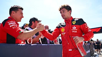 BAKU, AZERBAIJAN - APRIL 29: Pole position qualifier Charles Leclerc of Monaco and Ferrari