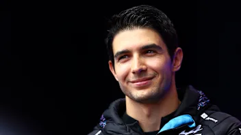 SPA, BELGIUM - JULY 29:Esteban Ocon of France and Alpine F1 talks to the crowd on the fan stage