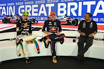 NORTHAMPTON, ENGLAND - JULY 09: Race winner Max Verstappen of the Netherlands and Oracle Red Bull