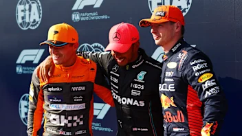 BUDAPEST, HUNGARY - JULY 22: Pole position qualifier Lewis Hamilton of Great Britain and Mercedes