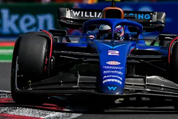 MEXICO CITY, MEXICO - OCTOBER 28: Logan Sargeant of United States driving the (2) Williams FW45
