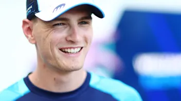 MIAMI, FLORIDA - MAY 04: Logan Sargeant of United States and Williams looks on in the Paddock