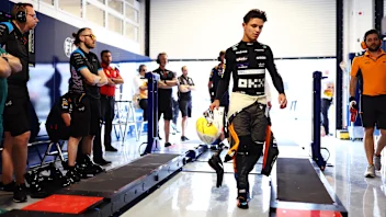 MIAMI, FLORIDA - MAY 06: 16th placed qualifier Lando Norris of Great Britain and McLaren looks on