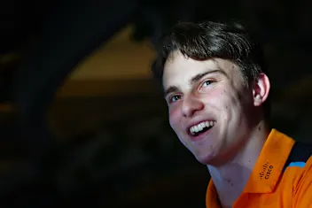 JEDDAH, SAUDI ARABIA - MARCH 16: Oscar Piastri of Australia and McLaren talks to the media in the