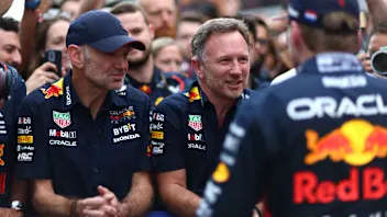BARCELONA, SPAIN - JUNE 04: Red Bull Racing Team Principal Christian Horner celebrates in parc