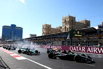 BAKU, AZERBAIJAN - SEPTEMBER 15: George Russell of Great Britain driving the (63) Mercedes AMG