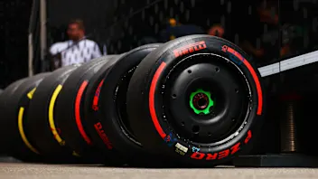 SPA, BELGIUM - JULY 26: Pirelli tyres are lined up following practice ahead of the F1 Grand Prix of