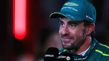 JEDDAH, SAUDI ARABIA - MARCH 08: Fourth placed qualifier Fernando Alonso of Spain and Aston Martin