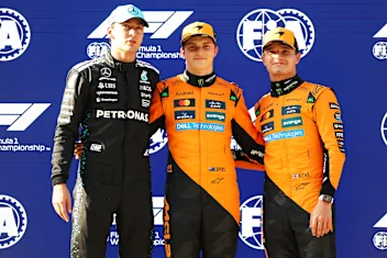 SHANGHAI, CHINA - MARCH 22: Second placed qualifier George Russell of Great Britain and Mercedes