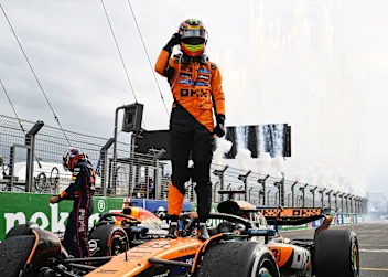 ZANDVOORT, NETHERLANDS - AUGUST 31: Race winner Oscar Piastri of Australia and McLaren celebrates