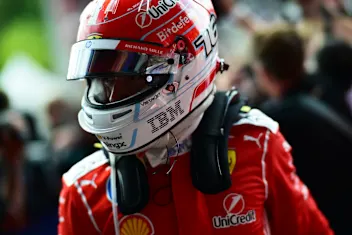 SPA, BELGIUM - JULY 19: Second placed Charles Leclerc of Monaco and Scuderia Ferrari arrives in