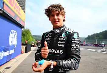 SPA, BELGIUM - JULY 18: Pole position qualifier Andrea Kimi Antonelli of Italy and Mercedes AMG