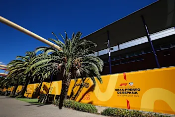MADRID, SPAIN - SEPTEMBER 09: Gran Premio de España branding in the paddock during previews ahead