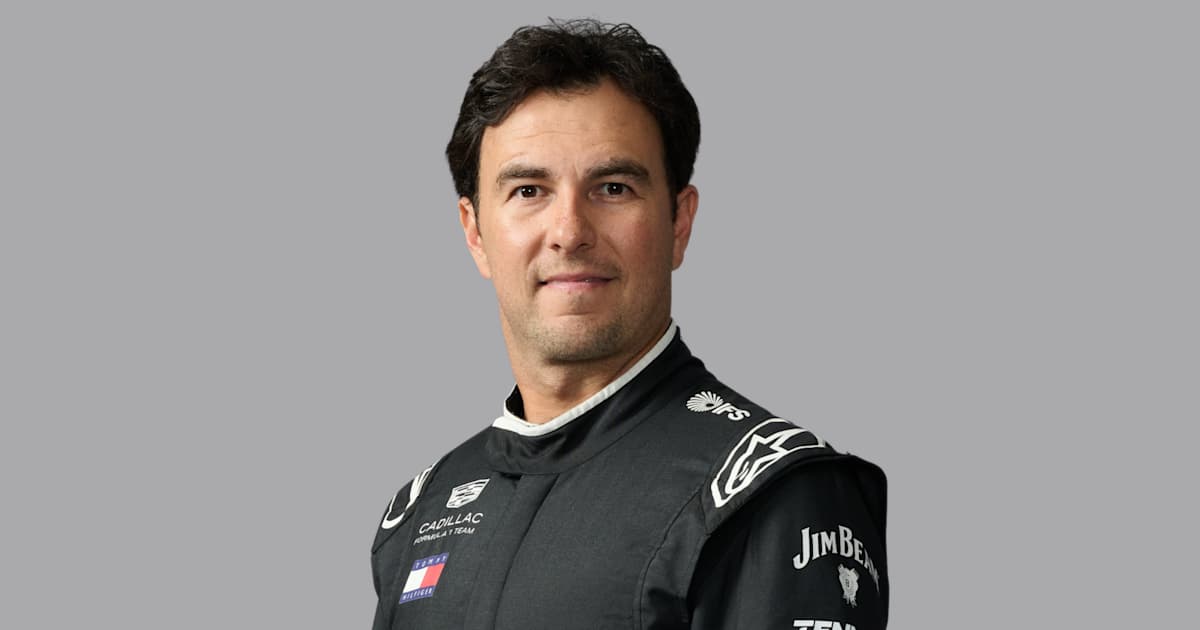 Official Formula 1 driver profile visual of Sergio Perez for Cadillac.