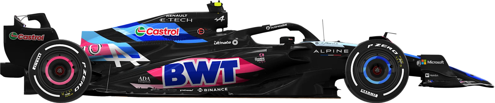 Alpine F1 Team 2024 car, side view