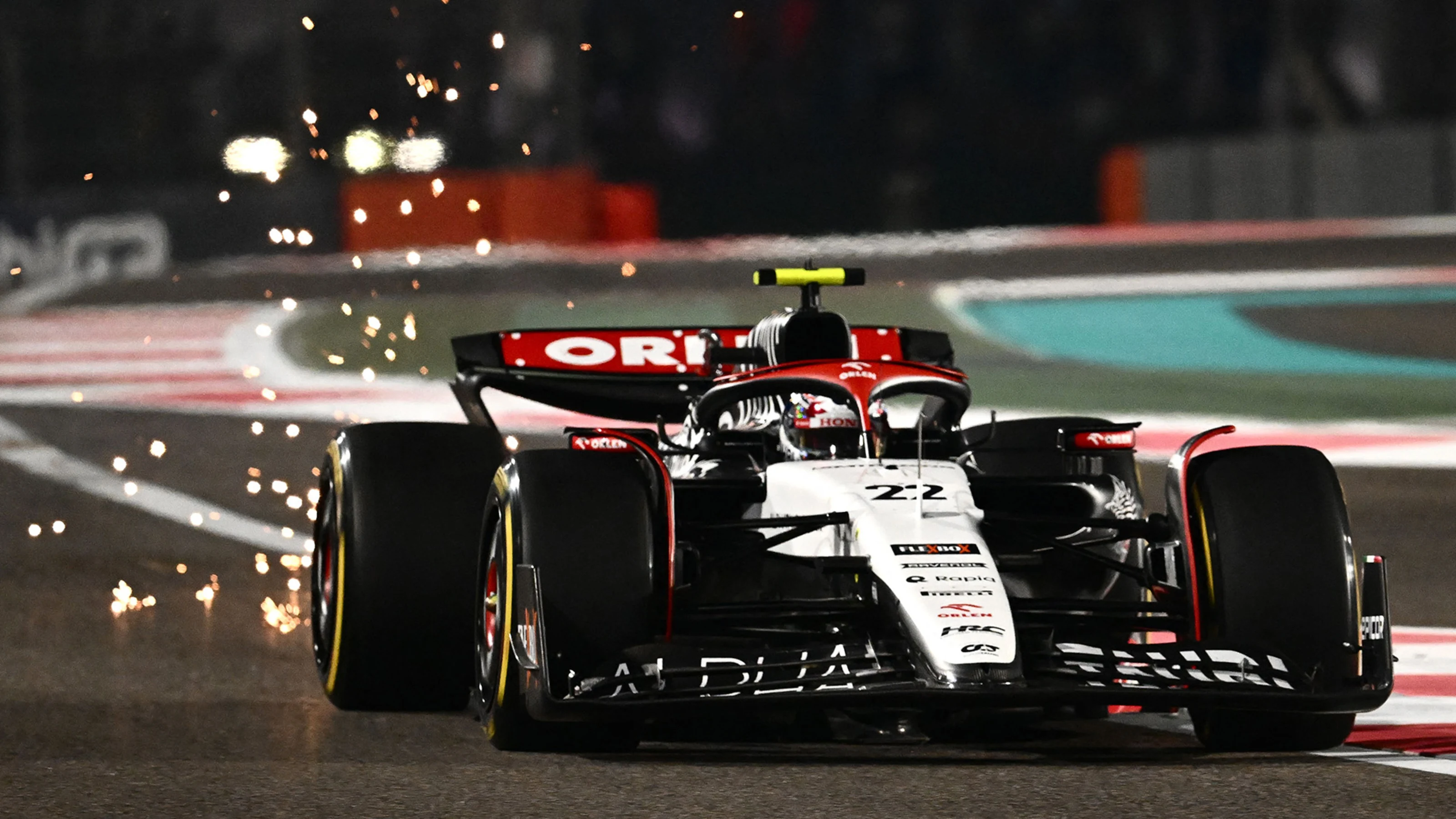 TOPSHOT - Alpha Tauri's Japanese driver Yuki Tsunoda during the second practice session for the Abu