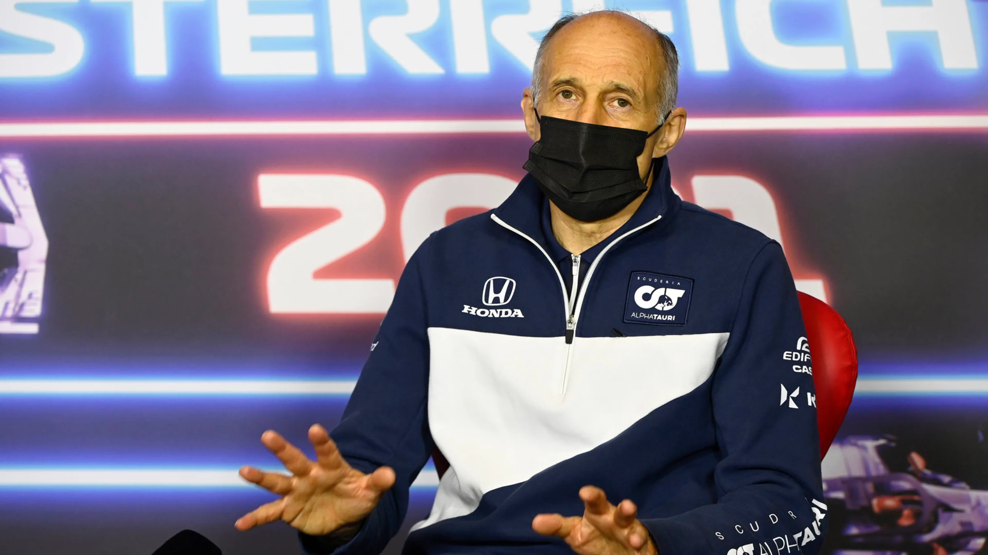 Franz Tost, Team Principal, AlphaTauri, in the team principals Press