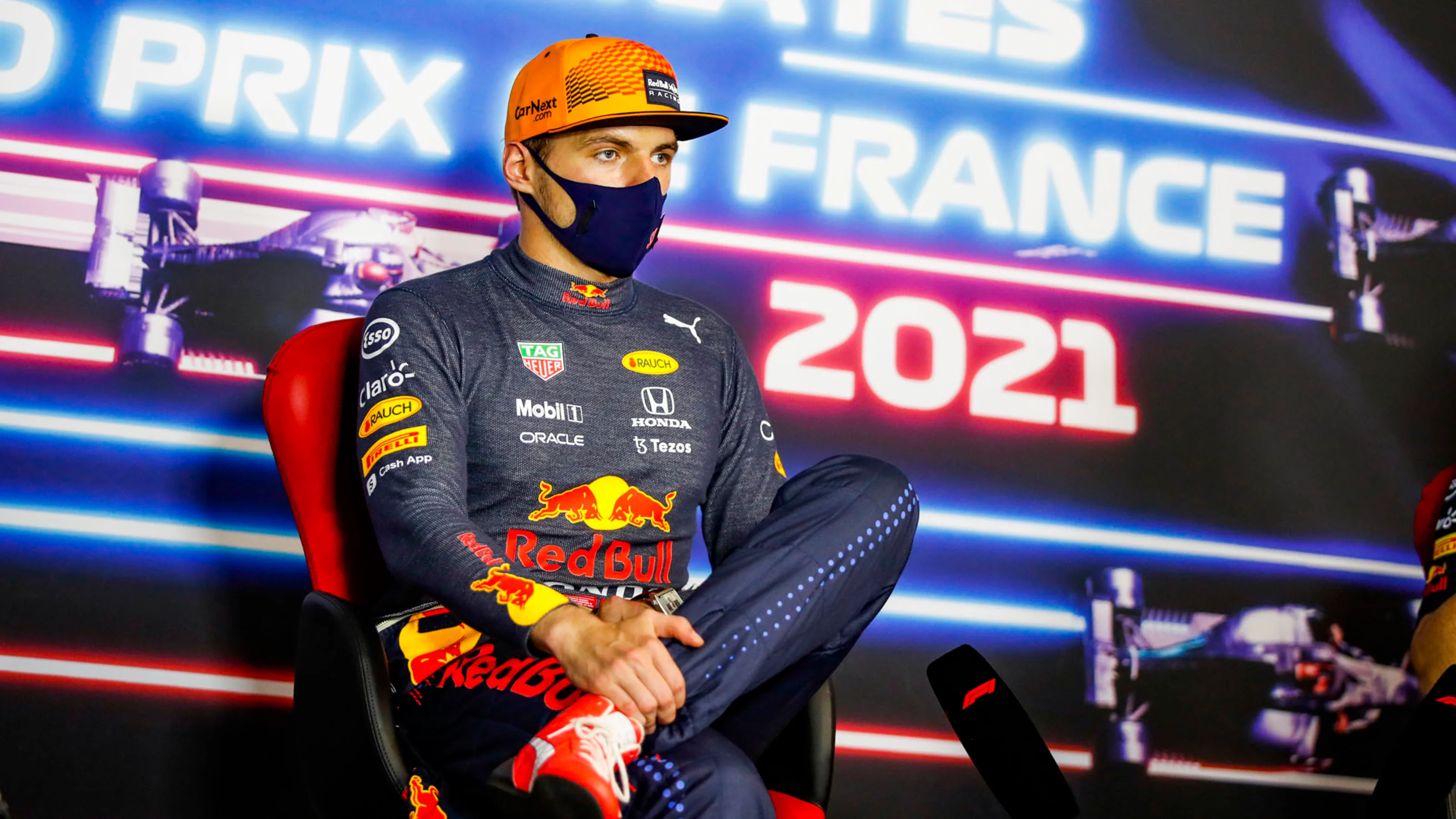 VERSTAPPEN Max (ned), Red Bull Racing Honda RB16B, portrait, press conference during the Formula 1