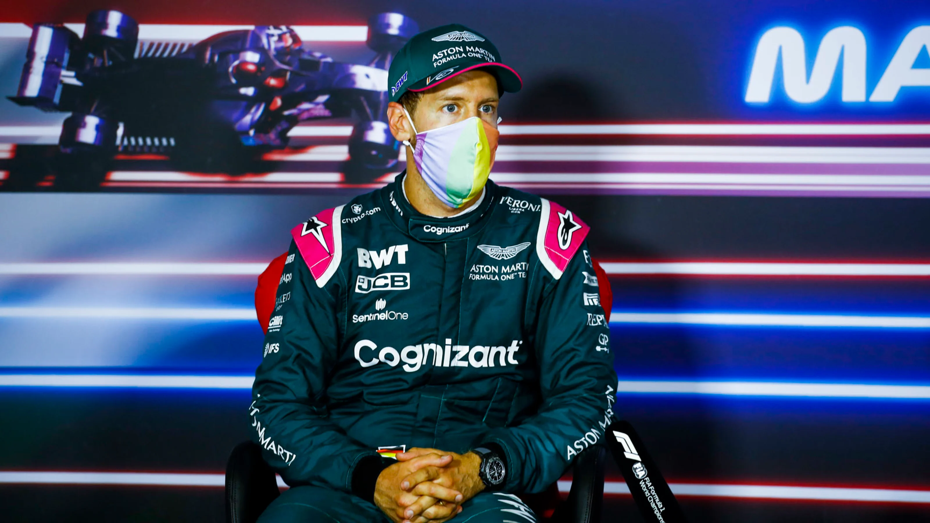 VETTEL Sebastian (ger), Aston Martin F1 AMR21, portrait, press conference during the Formula 1