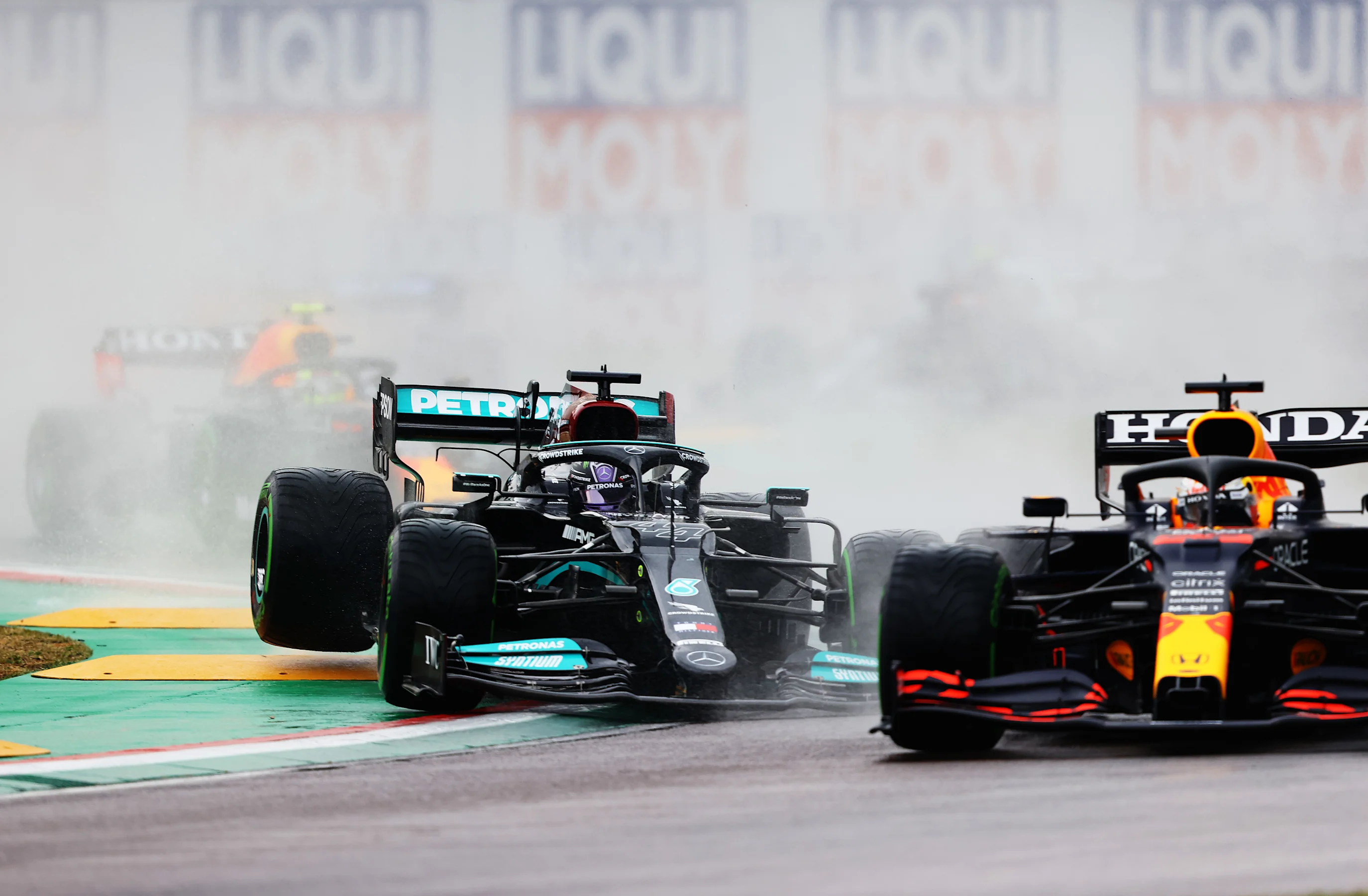 IMOLA, ITALY - APRIL 18: Lewis Hamilton of Great Britain driving the (44) Mercedes AMG Petronas F1