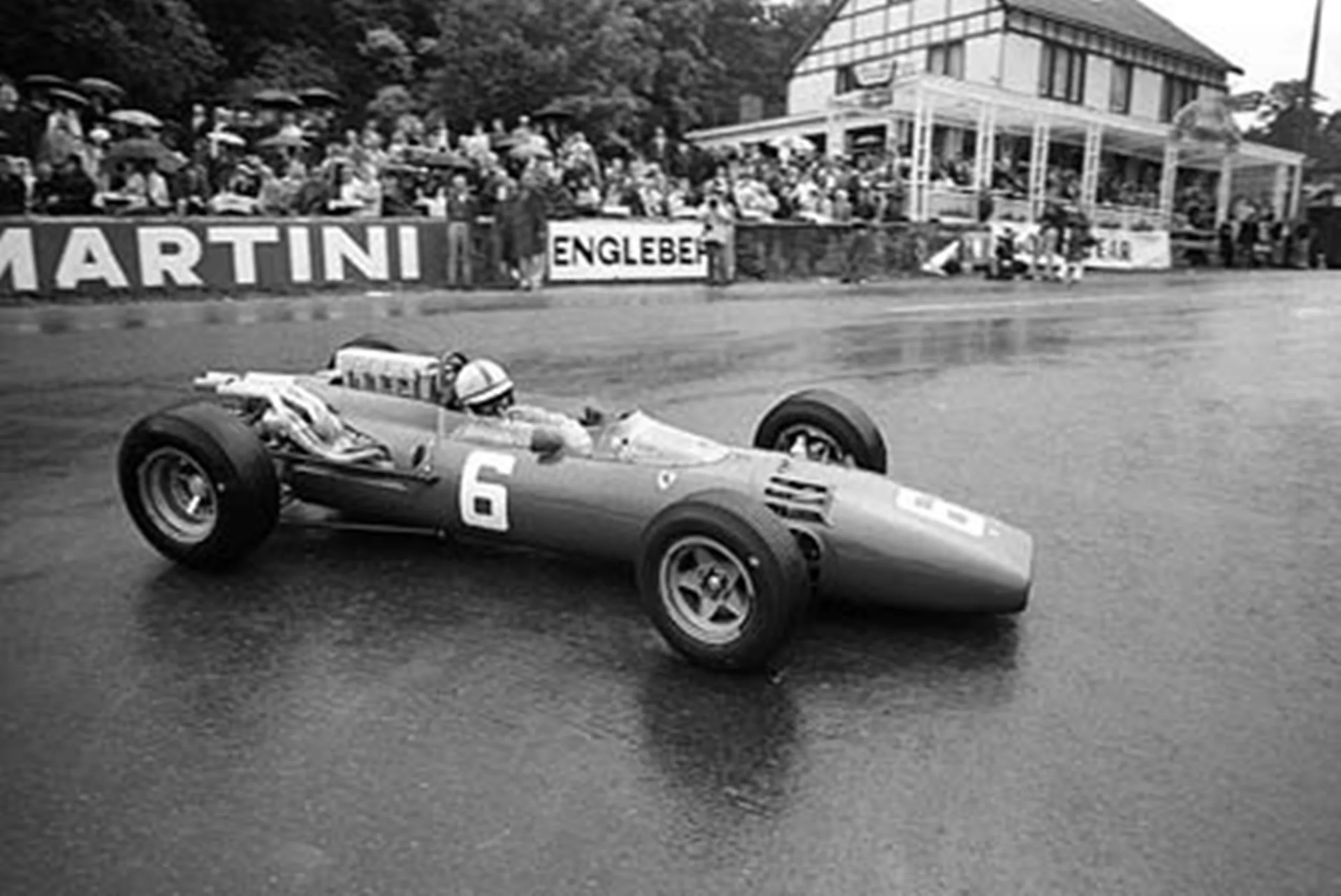 Spa, June 1966: John Surtees on his way to a clean sweep in the Belgian Grand Prix. In the Ferrari