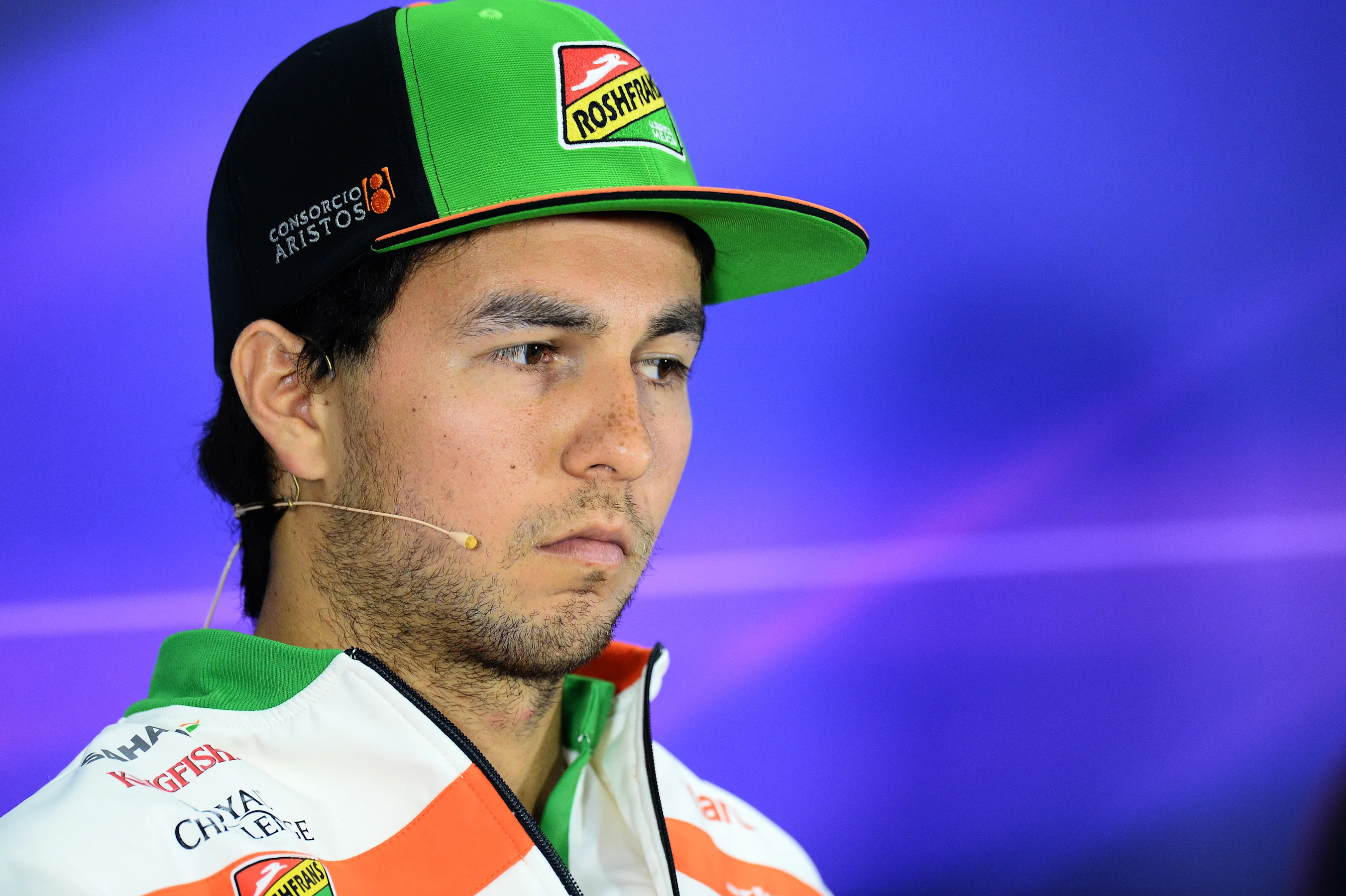 Sergio Perez (MEX) Force India in the Press Conference. Formula One World Championship, Rd4,