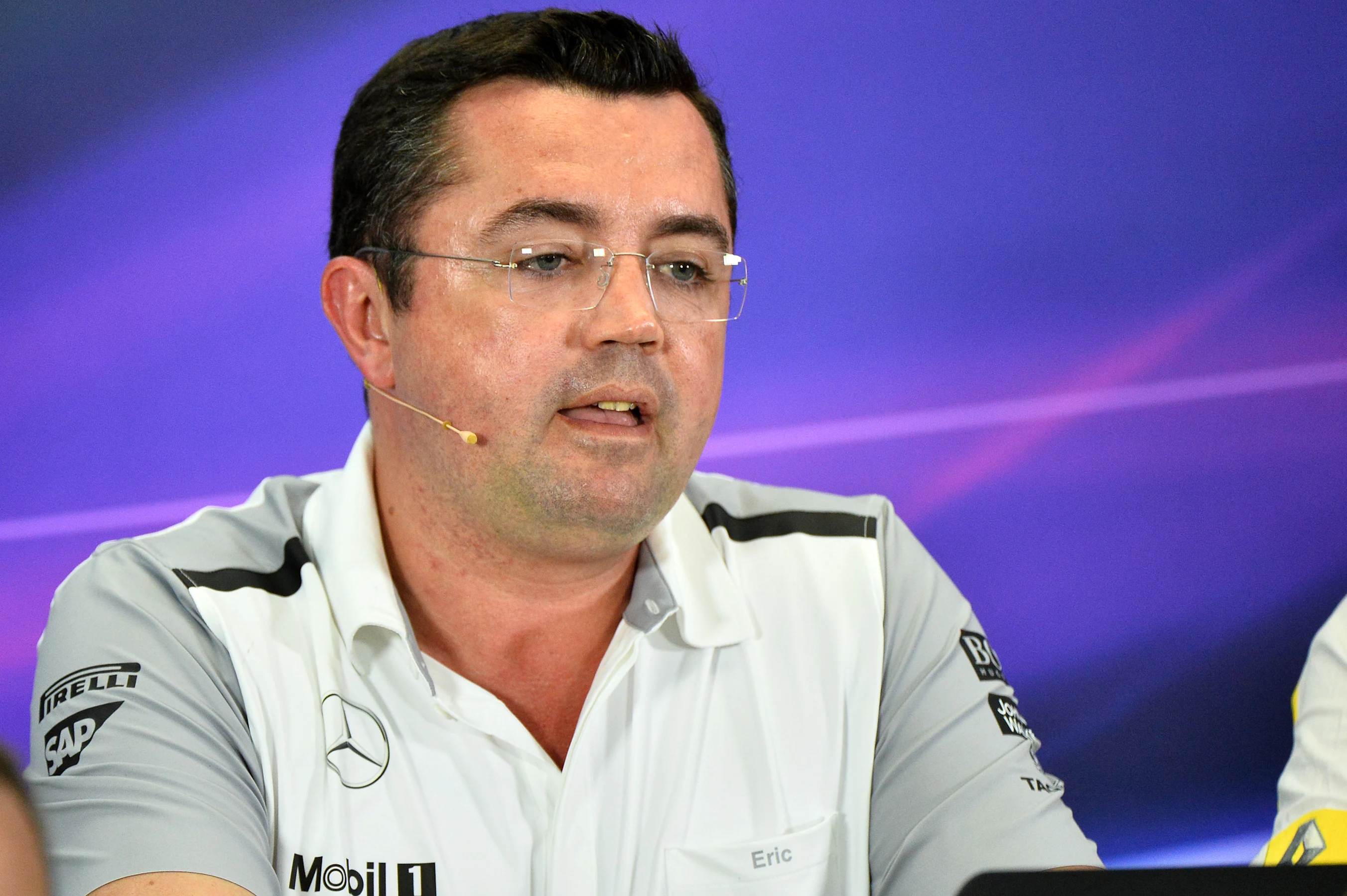 Eric Boullier (FRA) McLaren Racing Director in the Press Conference. Formula One World
